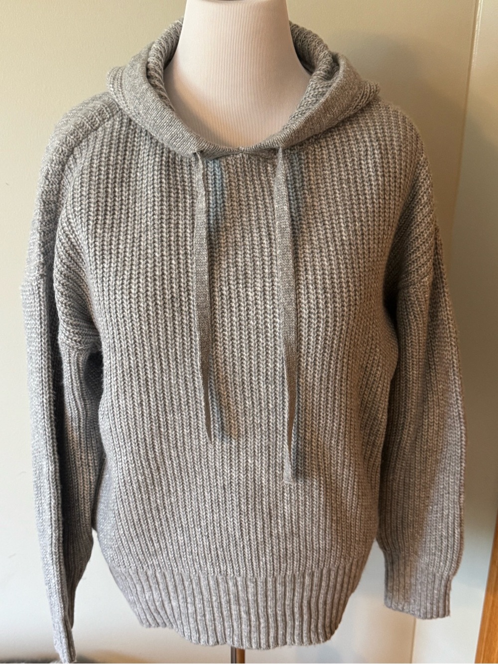 Nine West Light Gray Knit Hoodie Sweater